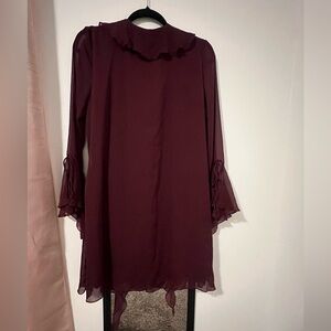 Zara Burgundy Ruffle Dress